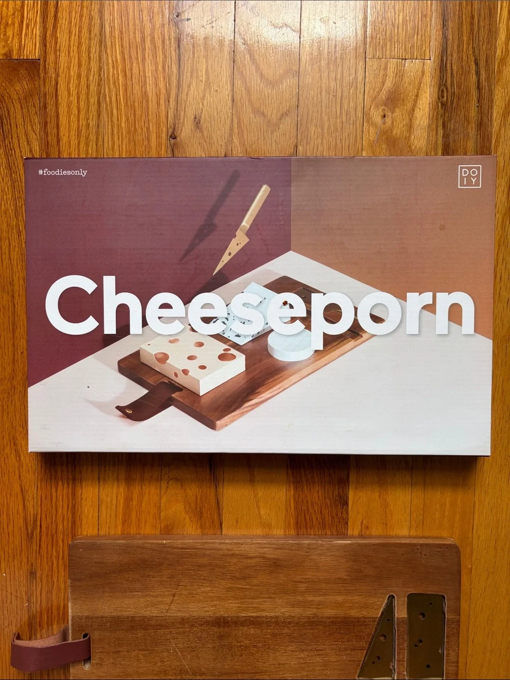 DOIY “Cheesporn” Acacia Wood Cheese Board Set w/ Gold Knives (2019)
